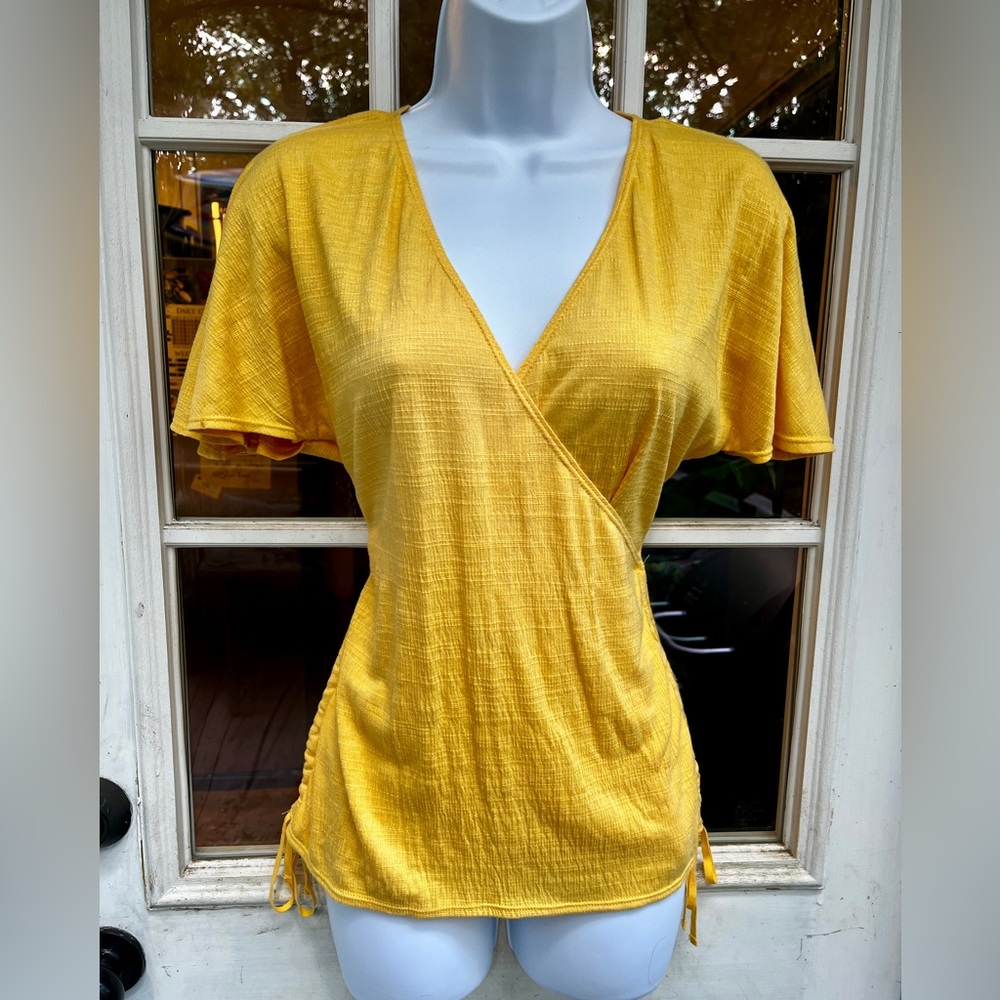 Max Studio Yellow Wrap Blouse